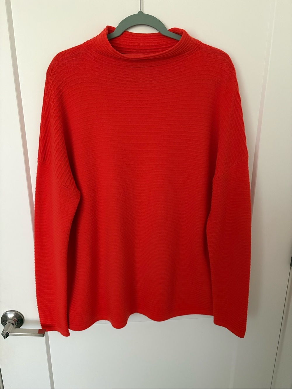French Connection Red Ribbed Cowl Neck Sweater